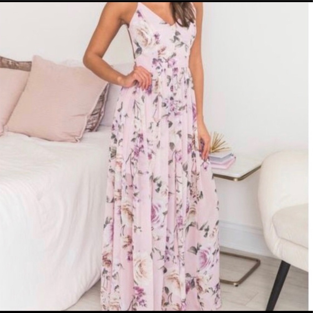 Pink Lily Boutique Open Back Blush Colored Maxi